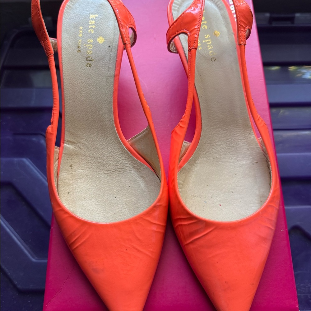 Kate Spade Orange Slingback Heels